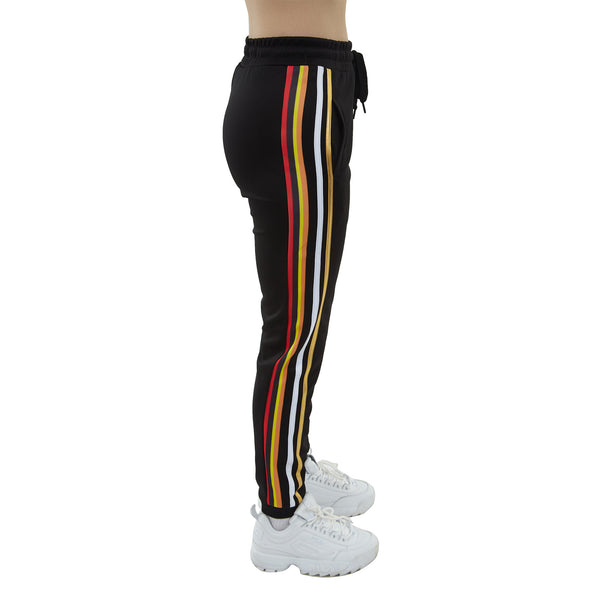 Red Fox Color Stripe Jogger Pant Womens Style : St864p-BK