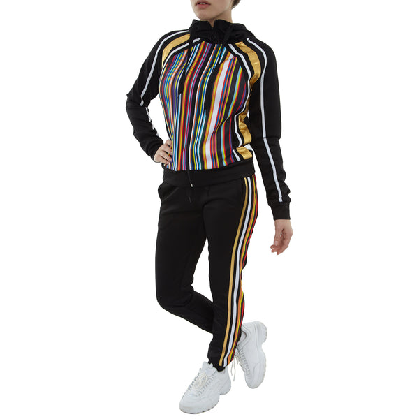 Red Fox Color Stripe Tricot Track Jacket Womens Style : St864-BK