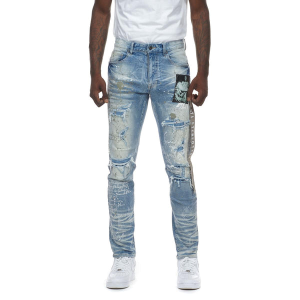 Smoke Rise Collage Patch Jeans Mens Style : Sjp21263web