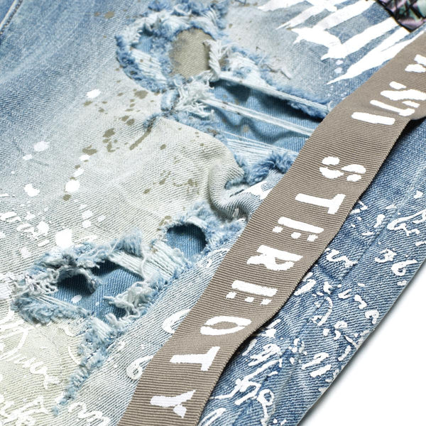 Smoke Rise Collage Patch Jeans Mens Style : Sjp21263web