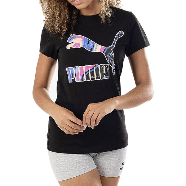 Puma Marbled Logo Aop Tee Womens Style : 533358