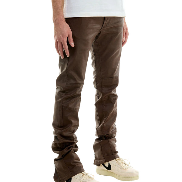 Kdnk Waxed Ziper Stacked Jeans Mens Style : Knb3294