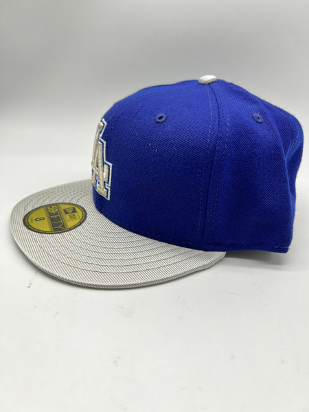 New Era 59fifty Los Angeles Dodgers Dark Royal Blue Metallic Silver Fitted Hat Unisex Style : Hhh-46950990