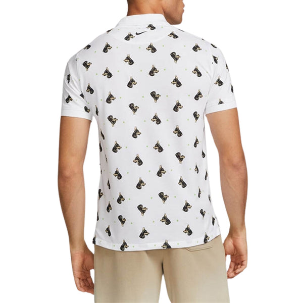 Nike Polo Shirt Dog Pattern All Over Print Slim Fit Dri Fit Mens Style : Dq4577