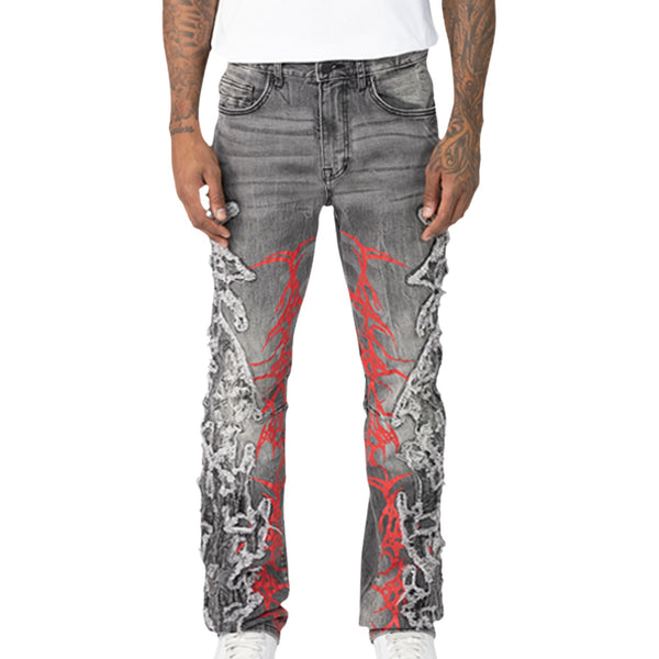 Smoke Rise Fray Patch Fashion Jeans Mens Style : Jp25126