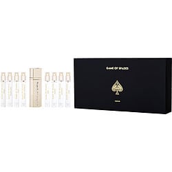 GAME OF SPADES SET WITH KING & WILDCARD & WIN & ROUGE EXTRAIT & ROYALE & BID & QUEEN & JACKPOT & ACE AND ALL ARE PARFUM SPRAY MINIS