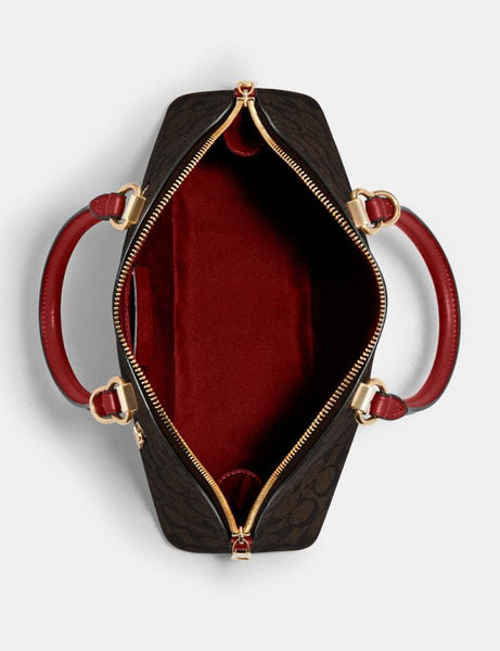 Katy Satchel in Signature Canvas style# 2558 Im/Brown 1941 Red