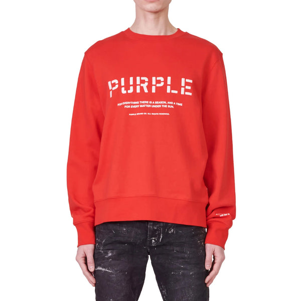 Purple-brand French Terry Embroidered Stencil Logo Crew Mens Style : P409-fres222