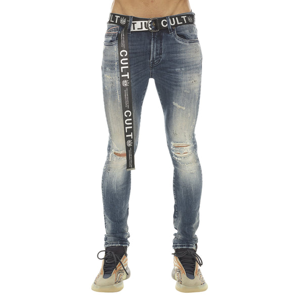 Cult Of Individuality Punk Super Skinny Stretch With Black Belt Mens Style : 622a1-ss04p