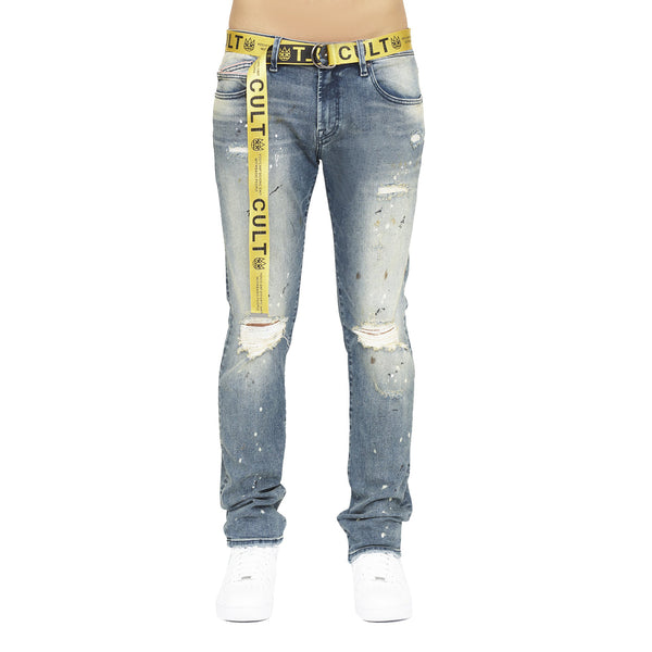 Cult Of Individuality Rocker Slim Belted Stretch Jeans Mens Style : 621b11-rs01j