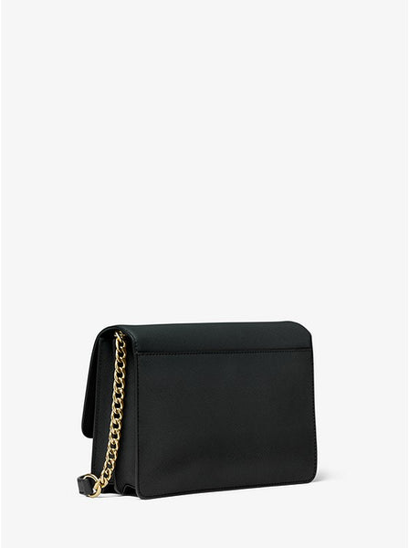 Daniela Large Saffiano Leather Crossbody Bag Style # 32S0GDDC3L Black