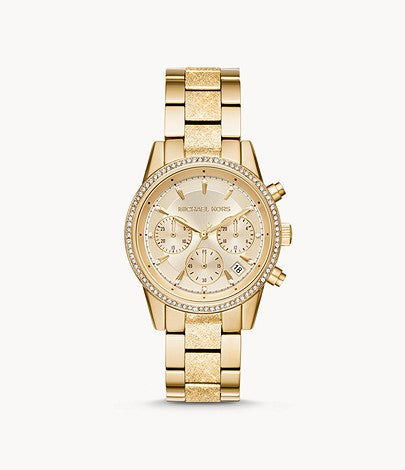 Michael Kors Women's Ritz Chronograph Gold-Tone Stainless Steel Watch Style# MK6597