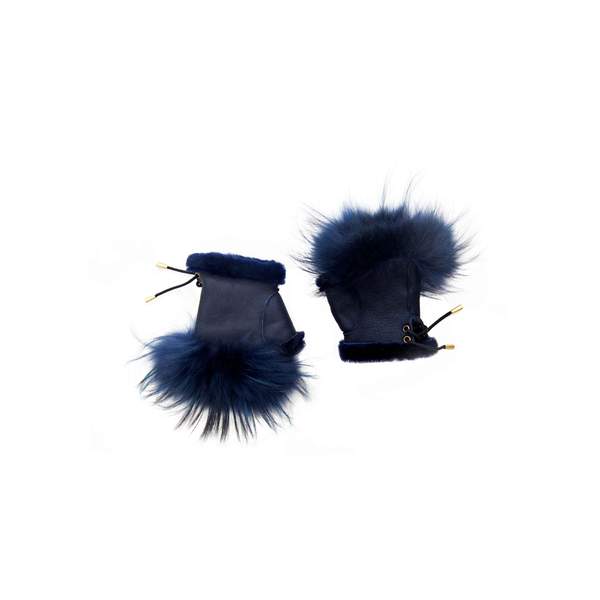 Fingerless Fox Trim Gloves