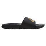 Nike Benassi JDI Black Metallic Gold Logo Slide Mens Style :343880