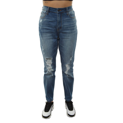 Cello Plus Mid Rise Dbl Roll Cuff Destroyed 27inch Ankle Skinny Jeans Womens Style : Ab76245p-1