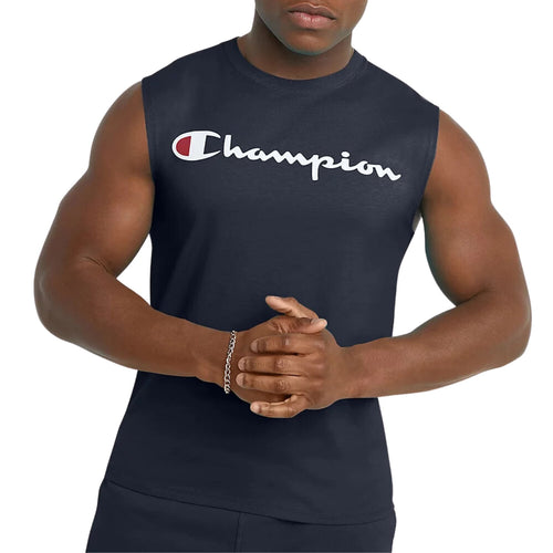 Champion Classic Jersey Muscle Tee, Script Logo Mens Style : Gt22h