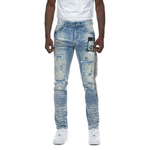 Smoke Rise Collage Patch Jeans Mens Style : Sjp21263web