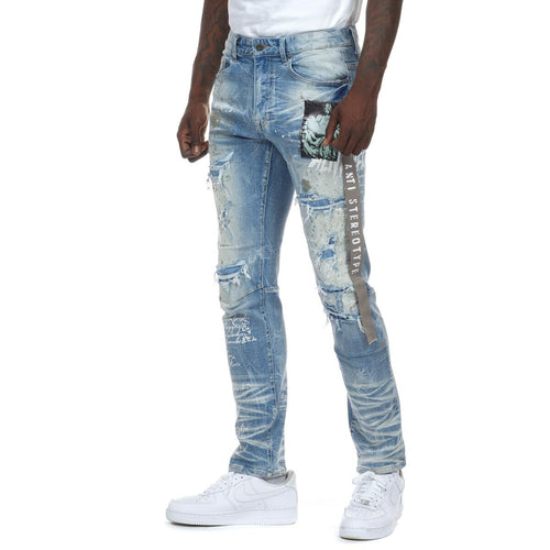 Smoke Rise Collage Patch Jeans Mens Style : Sjp21263web