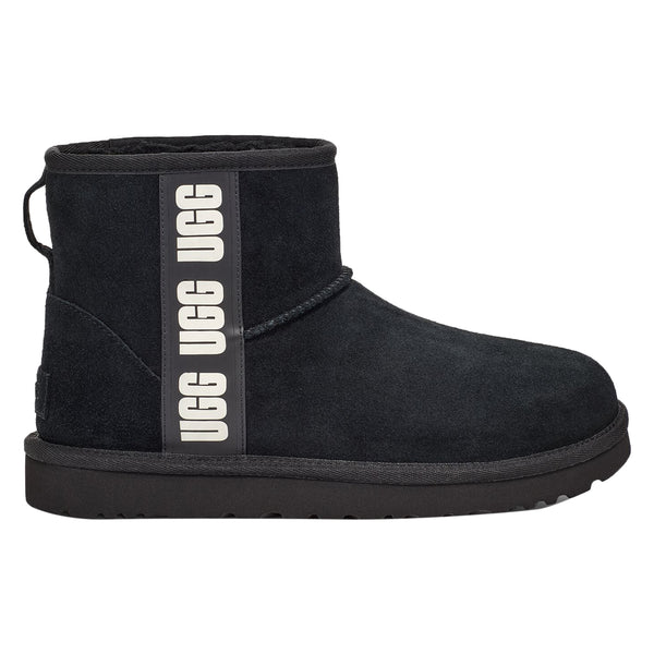 UGG Classic Mini Side Logo Boot Black White (Women's)