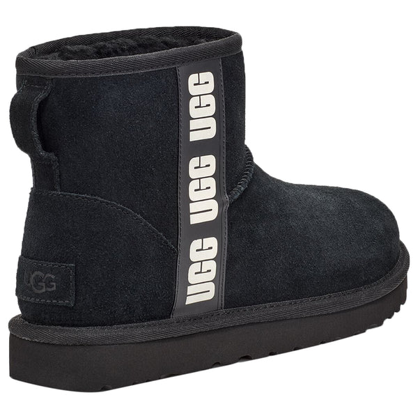 UGG Classic Mini Side Logo Boot Black White (Women's)