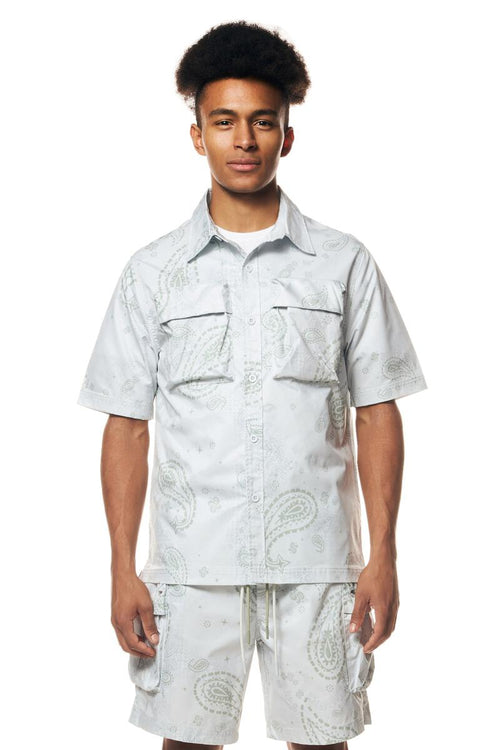 Smoke Rise Printed Nylon S/s Woven Shirt Mens Style : Wh23189