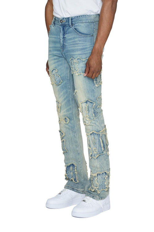 Smoke Rise Letter Applique Jeans Mens Style : Jp23549