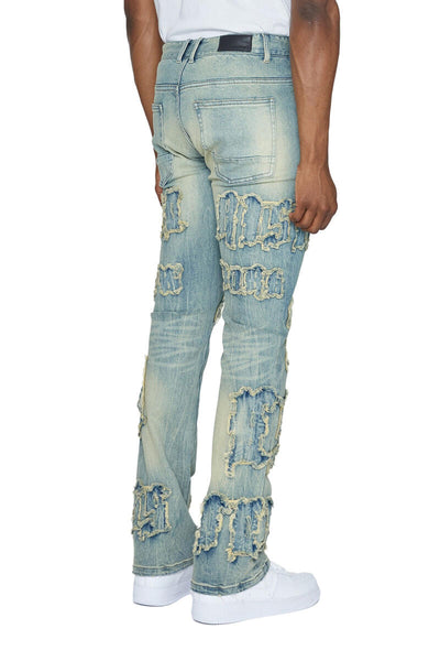 Smoke Rise Letter Applique Jeans Mens Style : Jp23549