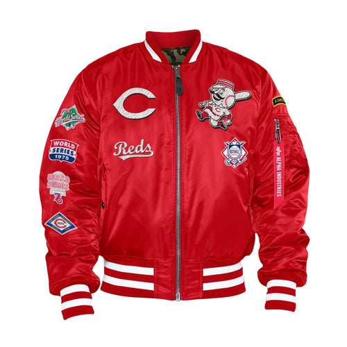 New Era Cincinnati Reds Alpha Industries X New Era Ma-1 Bomber Reversible Jacket Mens Style : 13026007