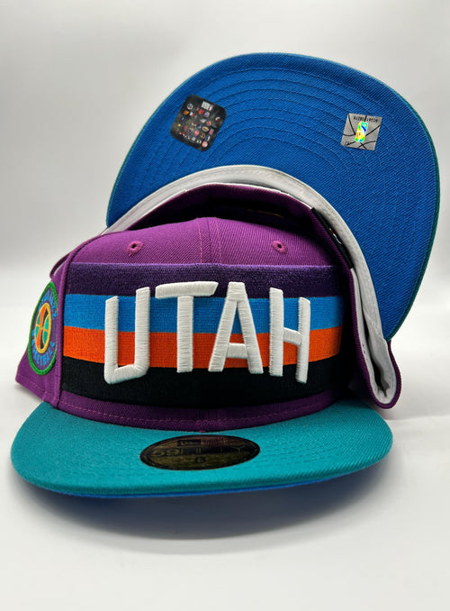New Era 59fifty Utah Jazz Spkg Grape Aqua Fitted Hat Unisex Style : Hhh-70690860