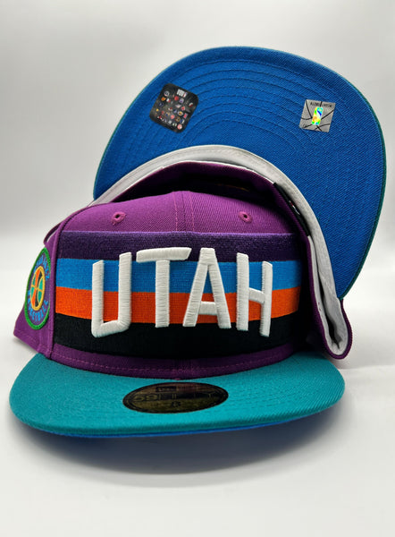 New Era 59fifty Utah Jazz Spkg Grape Aqua Fitted Hat Unisex Style : Hhh-70690860