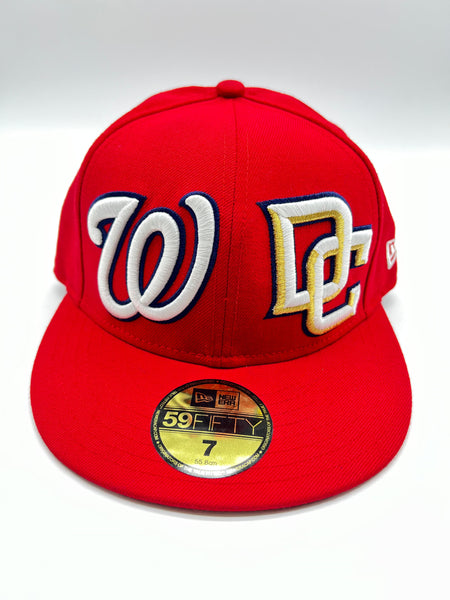 New Era 59fifty Washington Nationals And Dc Both Logos Red Fitted Hat Unisex Style : Hhh-71320693