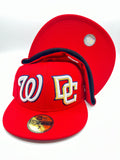 New Era 59fifty Washington Nationals And Dc Both Logos Red Fitted Hat Unisex Style : Hhh-71320693