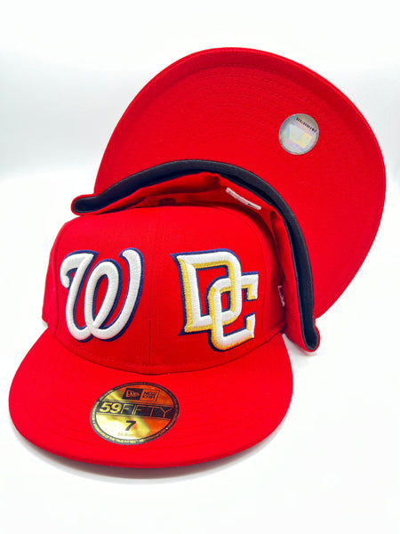 New Era 59fifty Washington Nationals And Dc Both Logos Red Fitted Hat Unisex Style : Hhh-71320693
