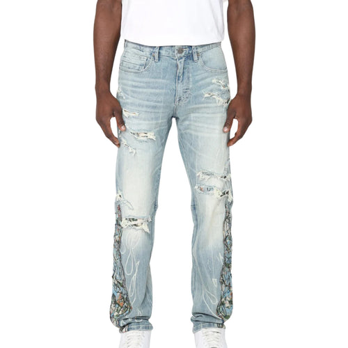 Smoke Rise Tapestry Flame Fashion Jeans Mens Style : Jp25114