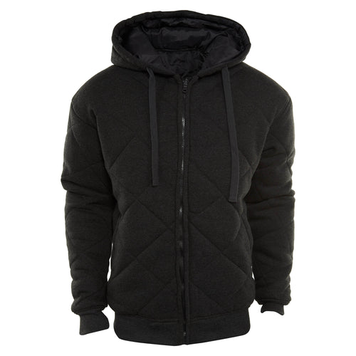 Plaza Quilted Zip-Up Hoodie Jacket Mens Style : P001