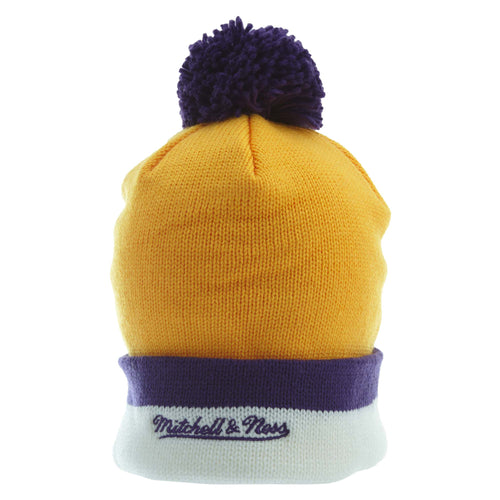 Mitchell&ness Los Angeles Lakers Nba Beanie Pom Hat Unisex Style : Ke31z