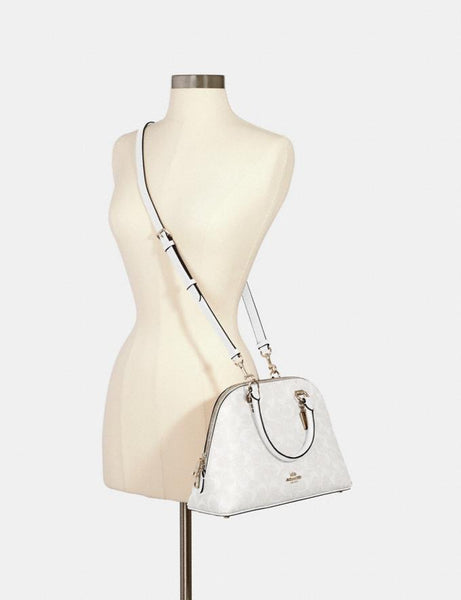 Katy Satchel in Signature Canvas style# 2558 Im/Chalk/Glacier white