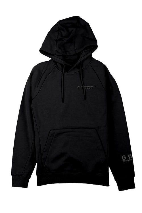 G WEST MEN`S FLEECE  PULLOVER HOODIE-JET BLACK