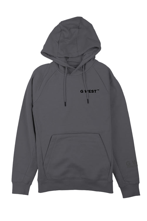 G WEST MEN`S FLEECE  PULLOVER HOODIE- CHARCOAL GREY