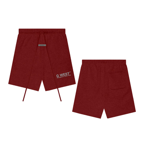 G WEST MEN`S LIFESTYLE PREMIUM SWEAT SHORTS - BRICK RED