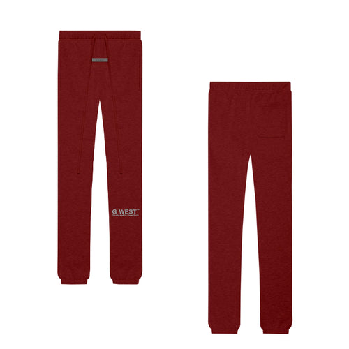 G WEST MEN`S LIFESTYLE PREMIUM JOGGER PANTS - BRICK RED