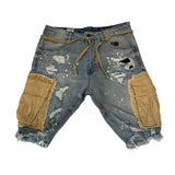 Smoke Rise Belted Cargo Fashion Denim Short Mens Style : Js22141