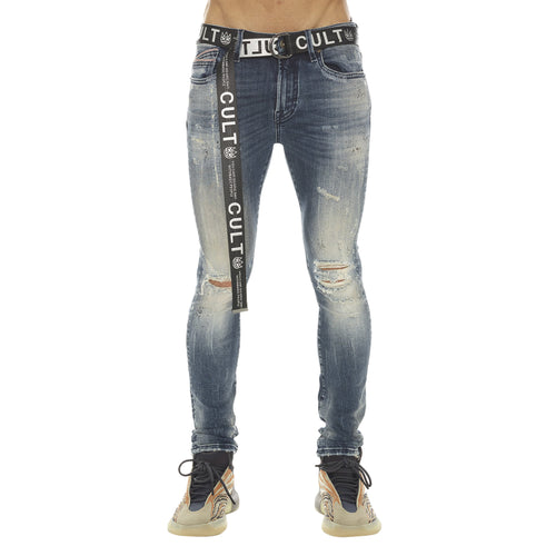 Cult Of Individuality  Punk Super Skinny Stretch With Black Belt Mens Style : 622a1-ss04p