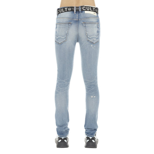 Cult Of Individuality  Punk Super Skinny Stretch Jeans With Black Belt Mens Style : 622a3-ss04j