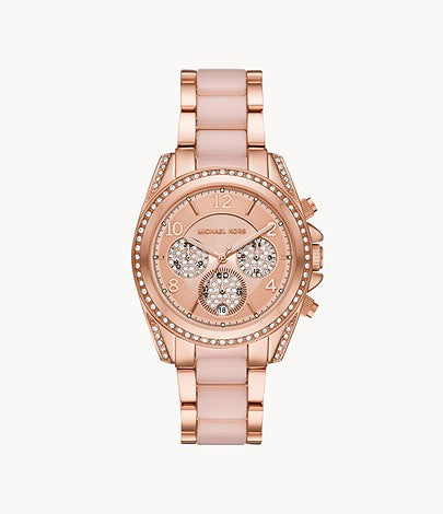 Michael Kors Blair Chronograph Rose Gold-Tone Stainless Steel Watch Style # MK6763
