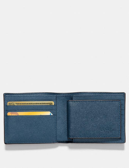 Coach Compact Id Wallet Style # F59112 DARK DENIM