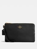 Double Zip Wallet style# F87587 Black/Light Gold