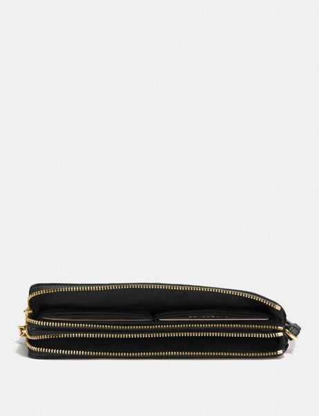 Double Zip Wallet style# F87587 Black/Light Gold