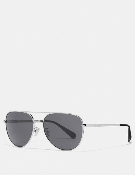Coach Cooper Pilot Sunglasses Style # L1055 Silver/Dk Grey Solid